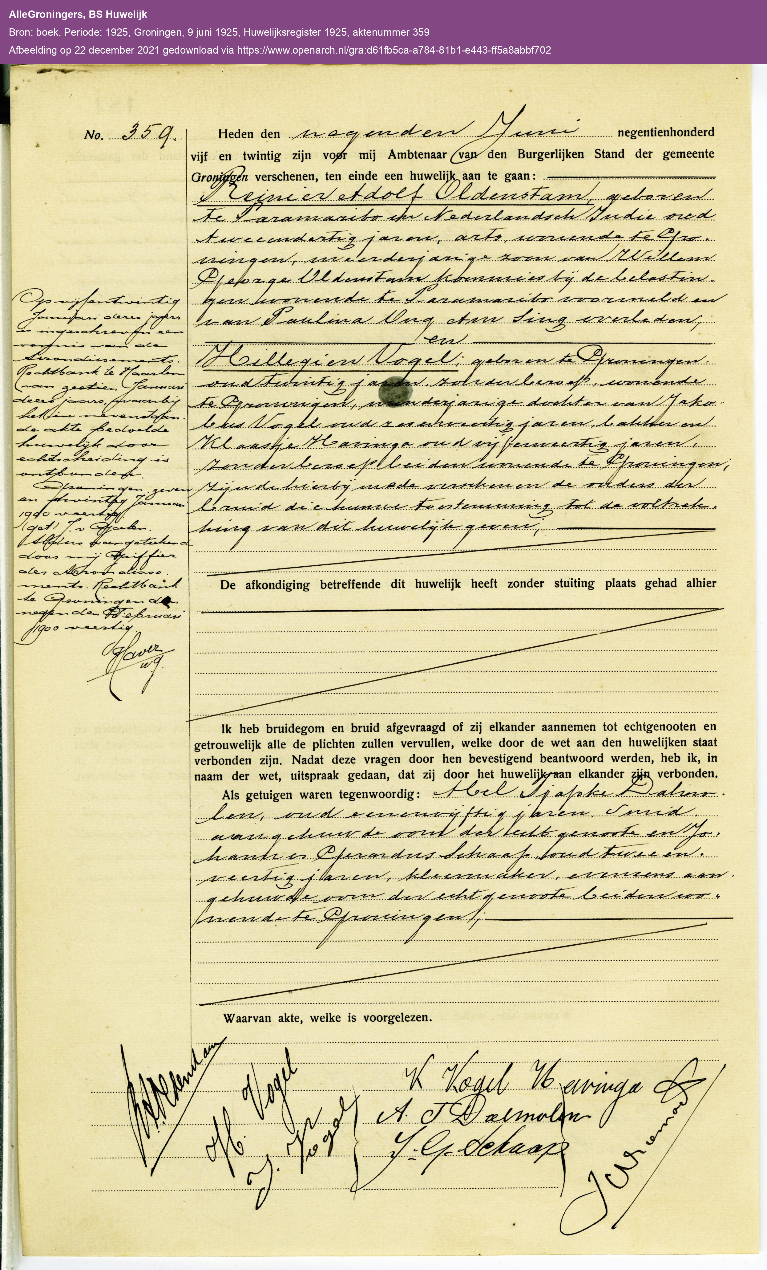 Groningen BS Huwelijk 1925 359